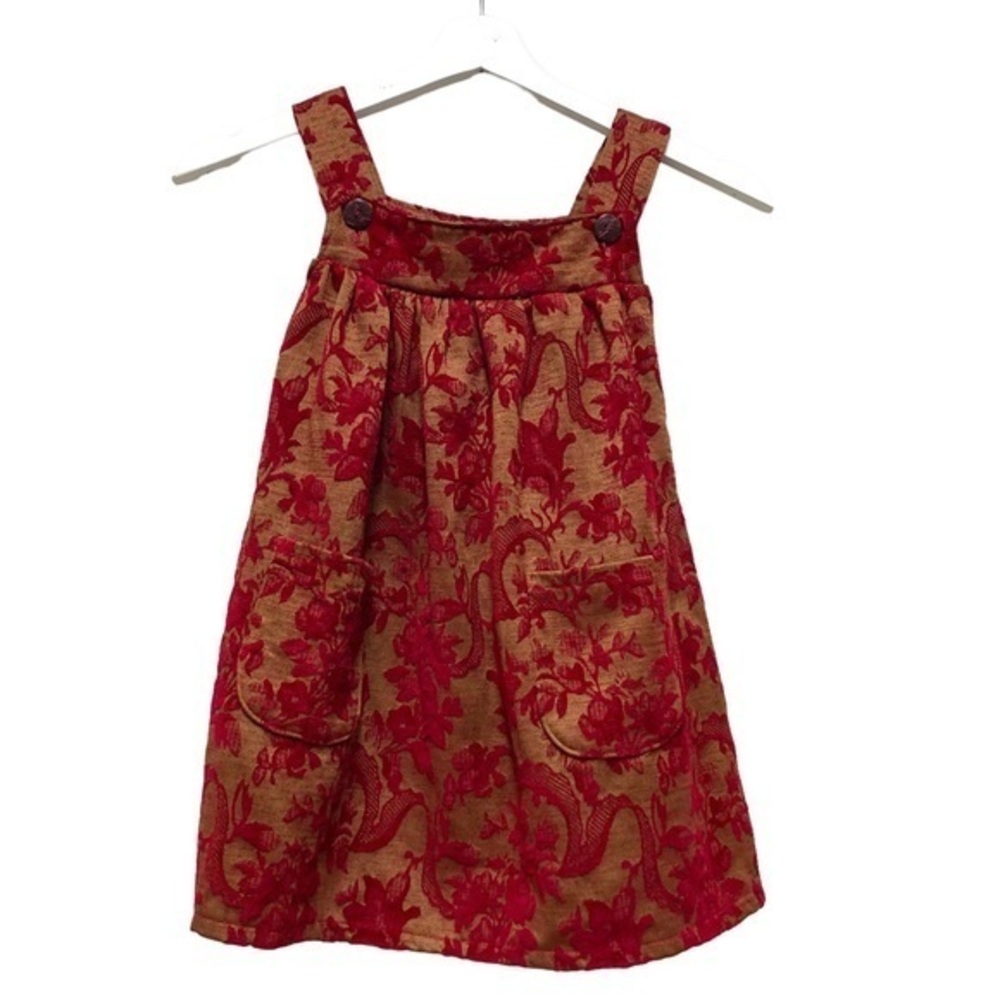 boutique cotton caboodle 6 holiday jacquard baroque  print dress jumper‎ overall